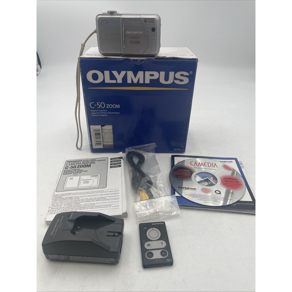 Olympus Camedia C-50 Zoom 5.0MP Digital Camera 3X Zoom+Battery+Charger+CD+SD+Man